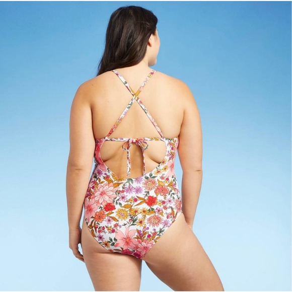 Women's Lace Trimmed One Piece Swimsuit - Sea Angel White size M - Picture 4 of 6